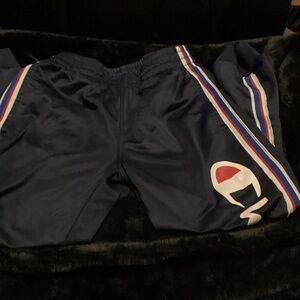 Champion Kids Blue Joggers with Logo and Stripes